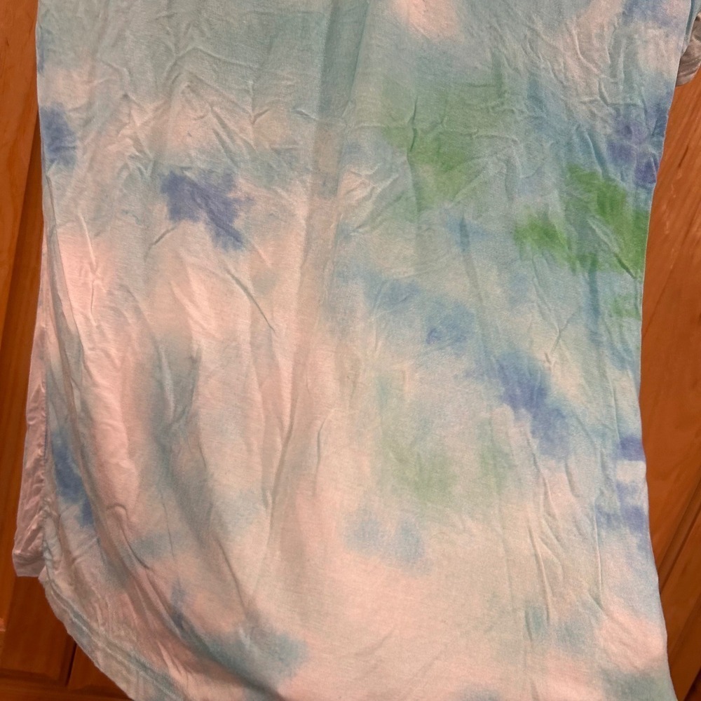 Little Sleepies XS Womens Blue Green Tie Dye Short Sleeve Pajama Top - Picture 7 of 7